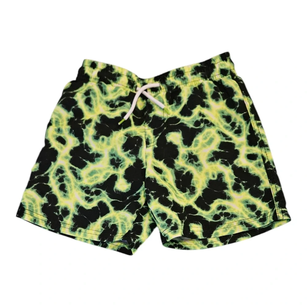 BCOOL Kids Size 5 Green And Black Swim Trunks